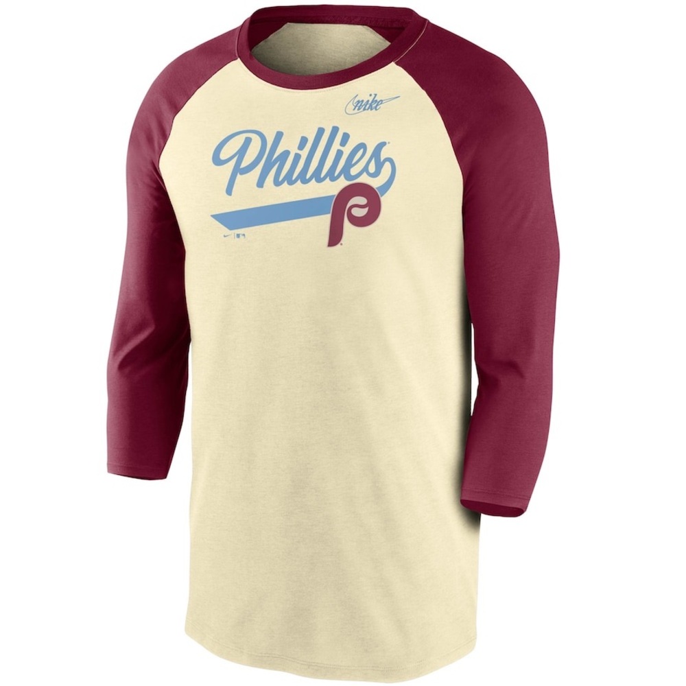 Men's Philadelphia Phillies Nike Cooperstown 3/4 Sleeve Raglan T-Shirt